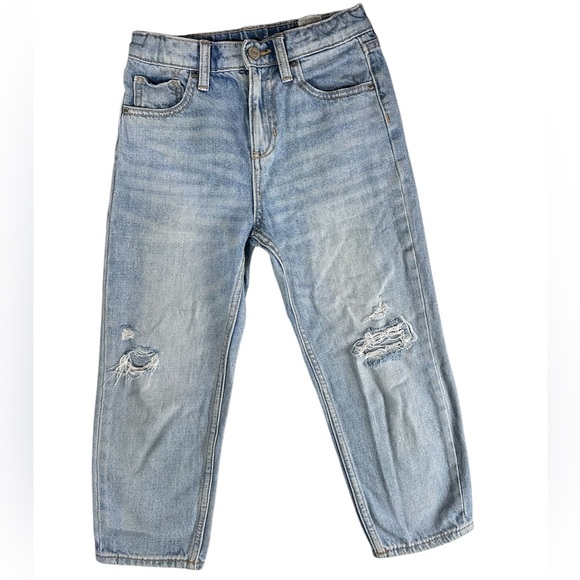 Old Navy Light Wash Slouchy Straight Ripped Jeans Girls Size 7 - Picture 1 of 7